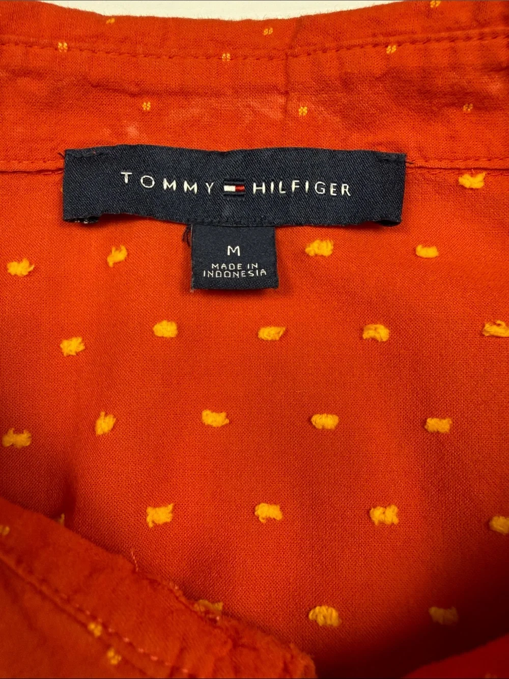 Tommy Hilfiger Size M Red/Orange Sleeveless Button-Up Shirt Summer Americana